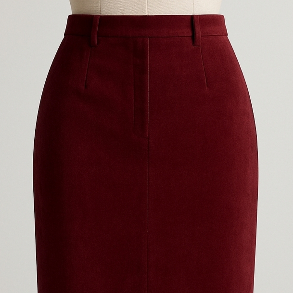 Tommy Hilfiger Feux Velvet Burgundy Pencil Skirt – Size 6